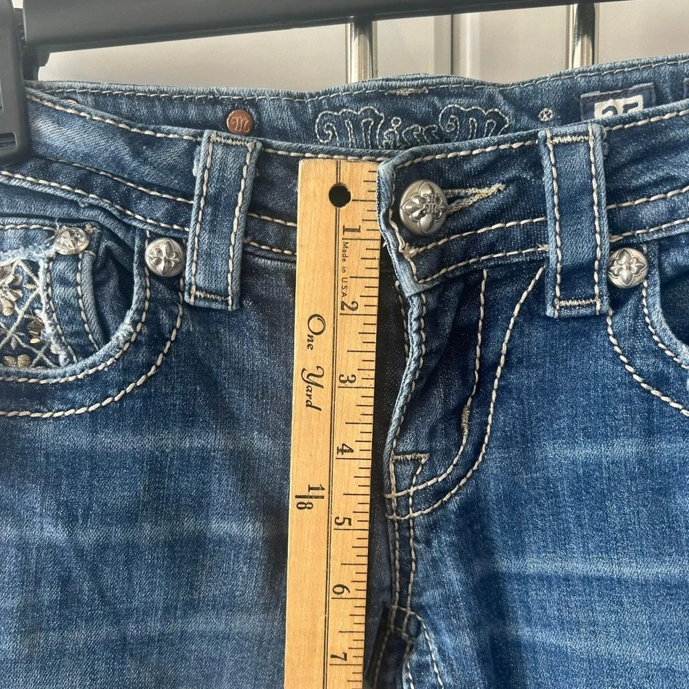 Miss Me Signature Rise Bootcut Jeans Dark Wash Embellished JP6241B Size 25
